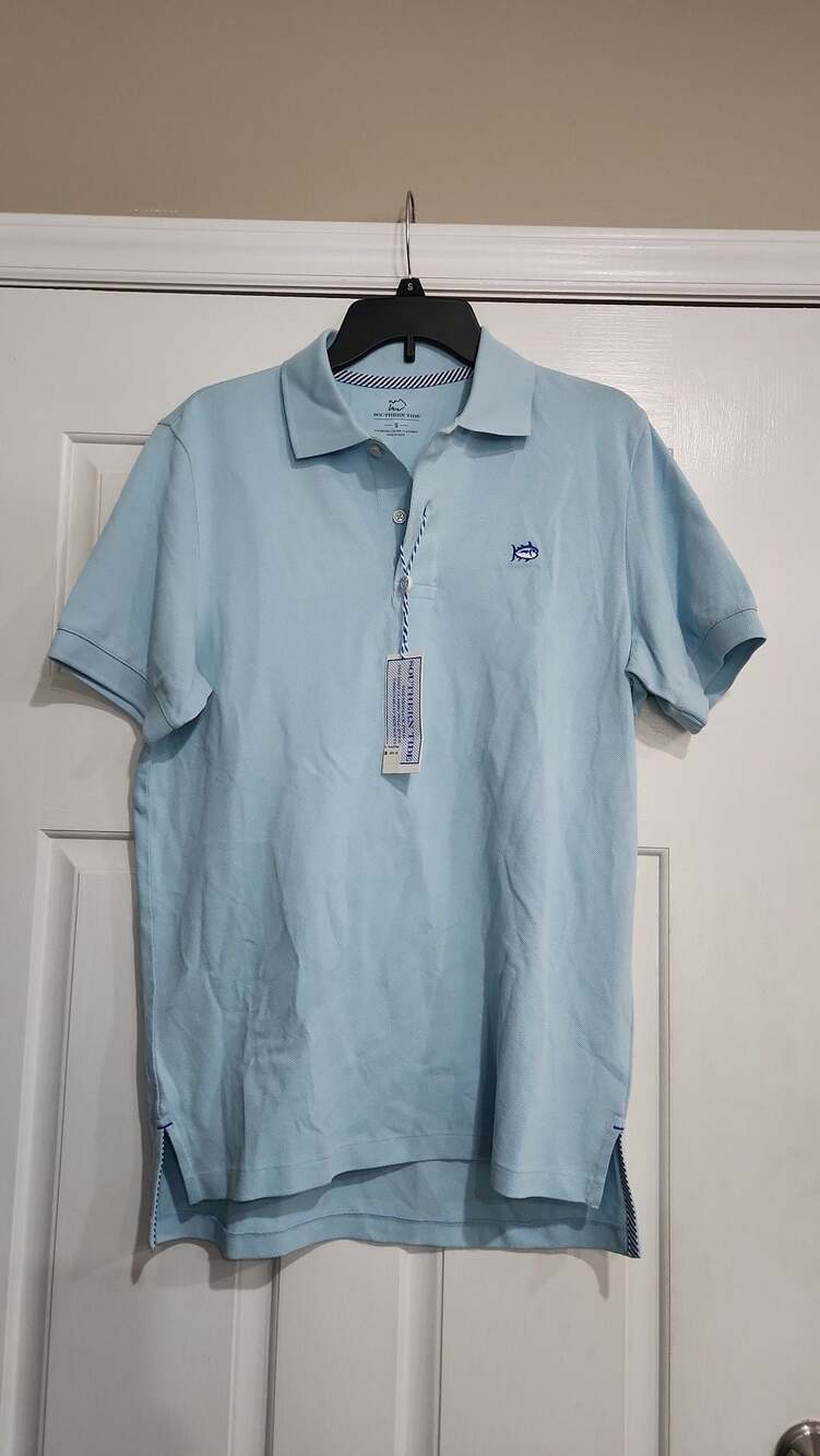 Southern Tide The Skipjack Polo Light Blue Heather Size S